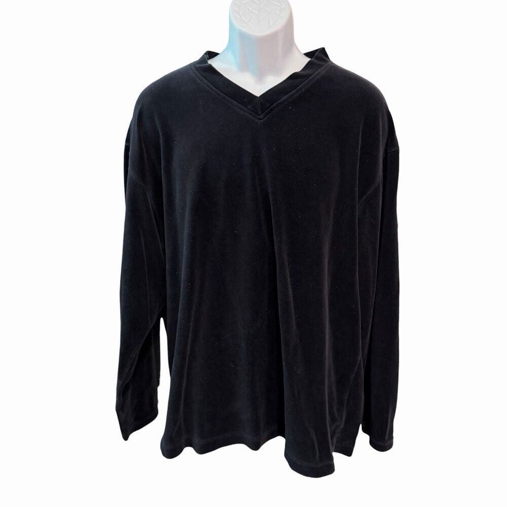 Vintage Velour Sweater Mens V-Neck Alexander Julian Colours XL Velvet Black Y2K